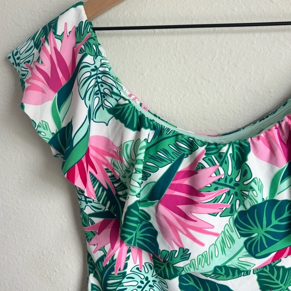 Matilda Jane Palm Tree In Paradise Tropical Ruffle One Piece Swimsuit - Picture 2 of 6